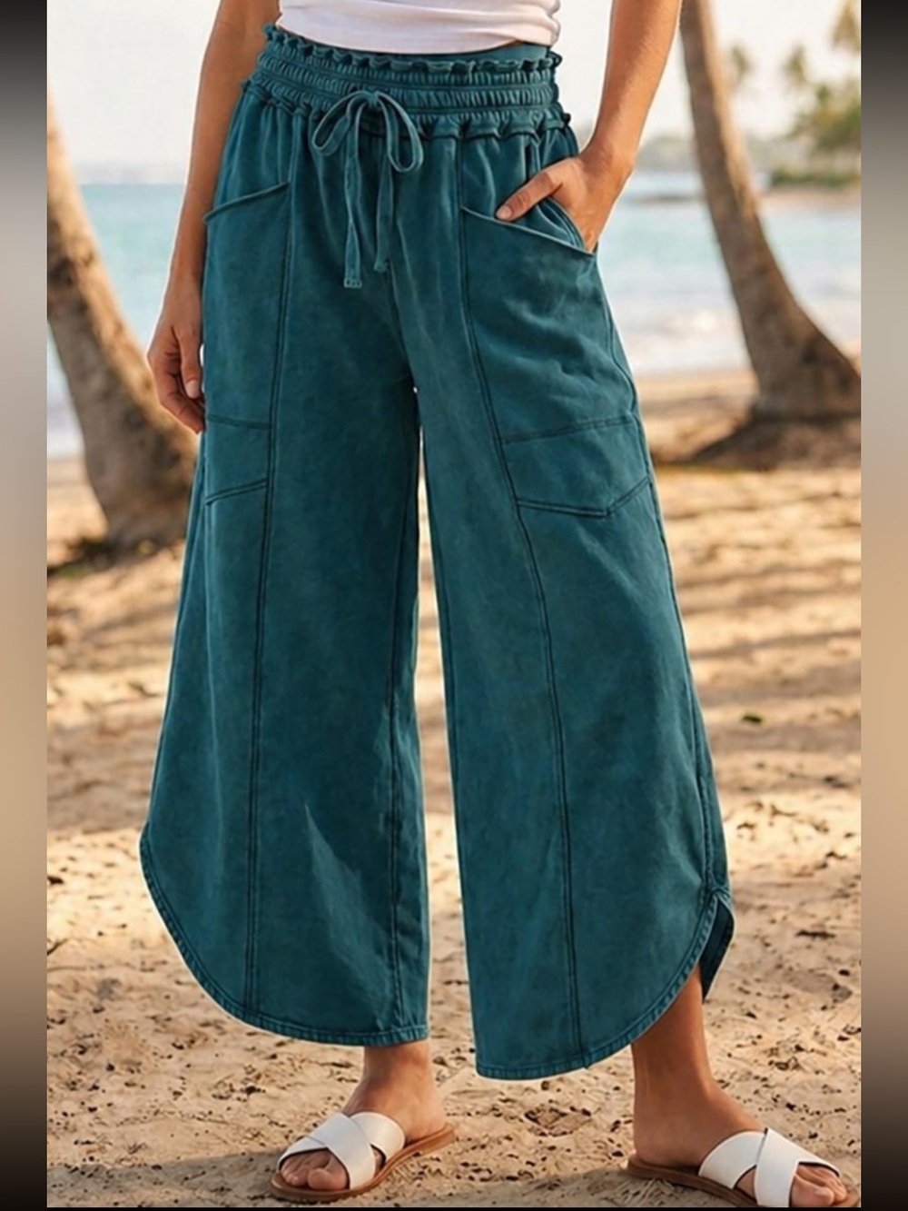 254 ❤️ teal LOVLOV TULIP MINERAL WASH RELAXED
POCKET PANTS